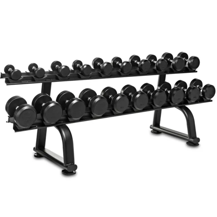 Ensemble d'haltères ronds 7.5 kg à 30 kg avec support de rangement pour salles de sport - Titanium Strength