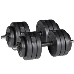 Ensemble d'haltères 2 x 17.5 kg avec colliers de serrage pour entraînement home-gym