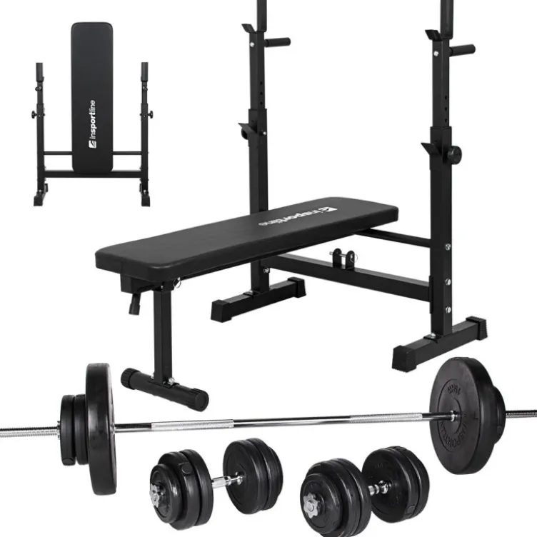 Ensemble d'haltérophilie avec banc inclinable et chandelles - 180 + 40 cm / 75 kg