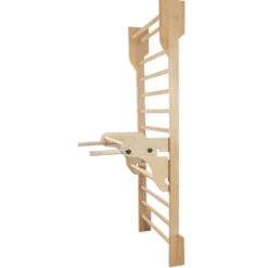 Espalier avec barre de tractions et accessoires de musculation en bois - 200 x 80 cm