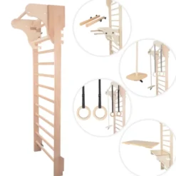 Espalier avec barre de tractions et anneaux de gymnastique - 250 x 90 cm