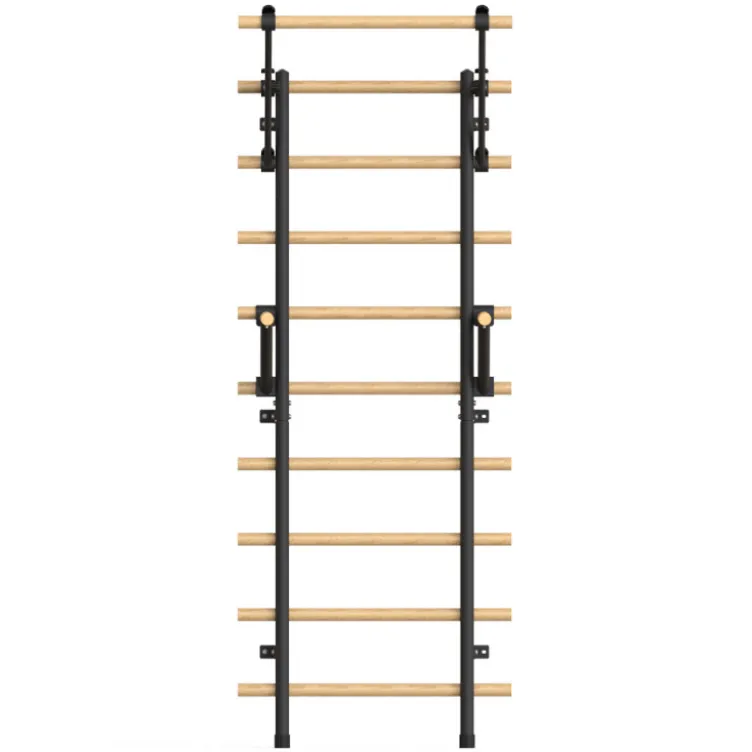 Espalier en bois avec cadre en acier à fixation murale pour entraînement fonctionnel -199 x 80 cm
