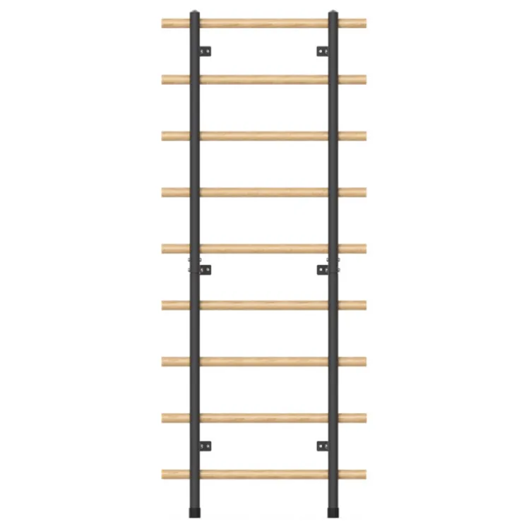 Espalier en bois avec cadre en acier à fixation murale pour entraînement fonctionnel -199 x 80 cm