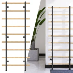 Espalier en bois avec cadre en acier à fixation murale pour entraînement fonctionnel -199 x 80 cm