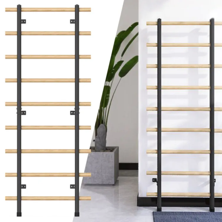 Espalier en bois avec cadre en acier à fixation murale pour entraînement fonctionnel -199 x 80 cm
