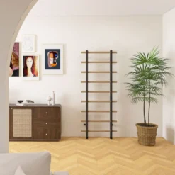 Espalier en bois avec cadre en acier à fixation murale pour entraînement fonctionnel -199 x 80 cm