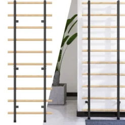 Espalier en bois à fixation murale pour entraînement fonctionnel 220 x 80 cm- 2 options d'installation de barres différentes