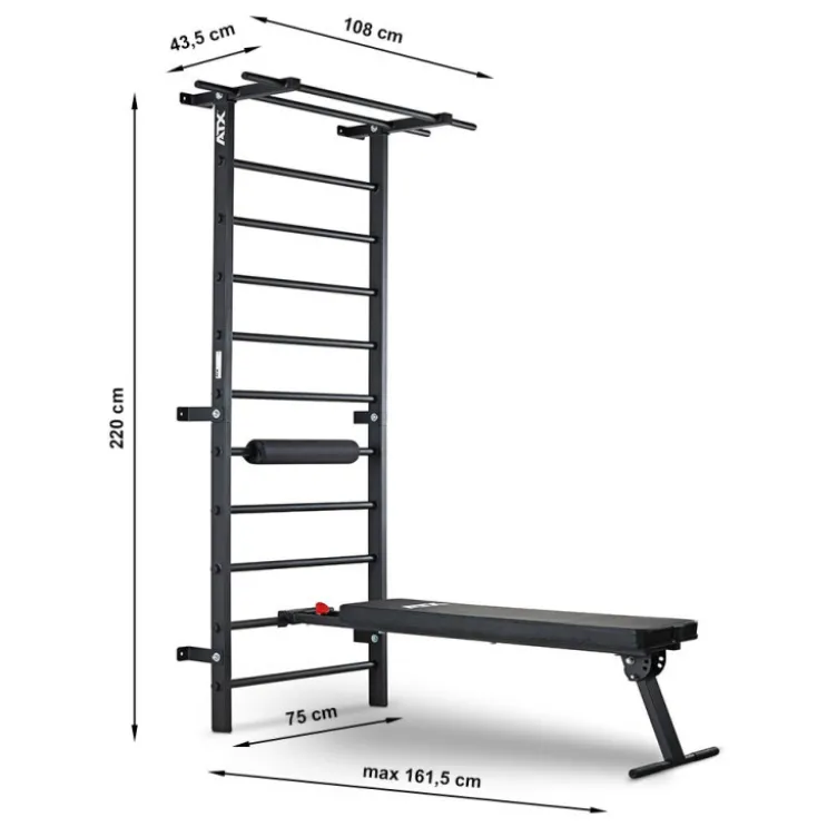 Espalier mural ATX avec barre de traction - banc -Station home-training