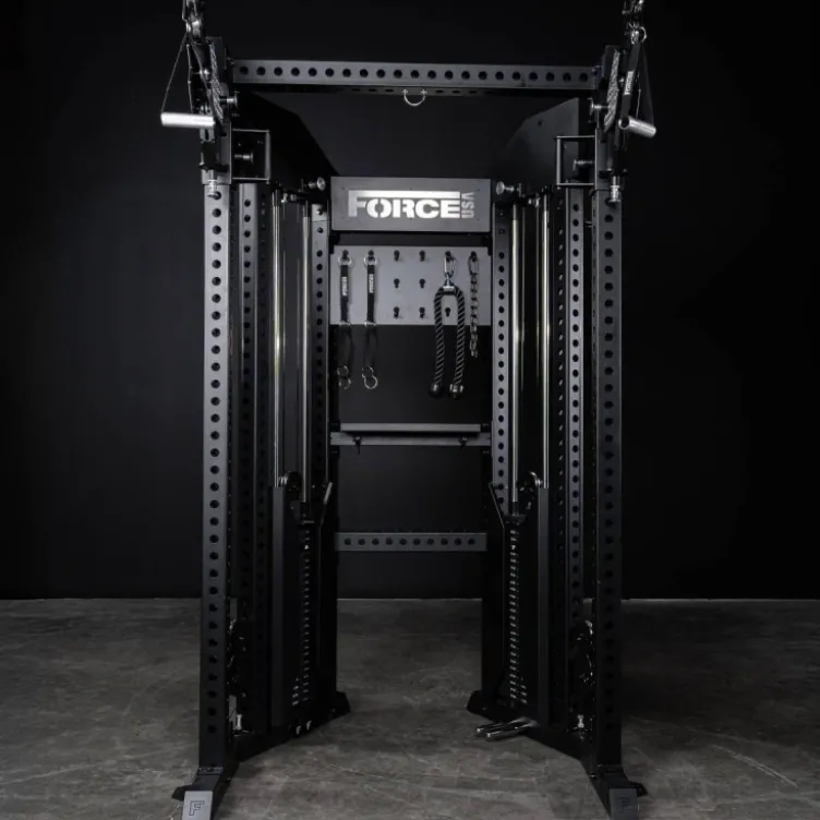 Functional Trainer Force USA - Rack de musculation à poulies doubles pour home gym et salle professionnelle - 2 x 90,7 kg