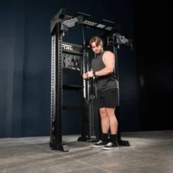 Functional Trainer Force USA - Rack de musculation à poulies doubles pour home gym et salle professionnelle - 2 x 90,7 kg