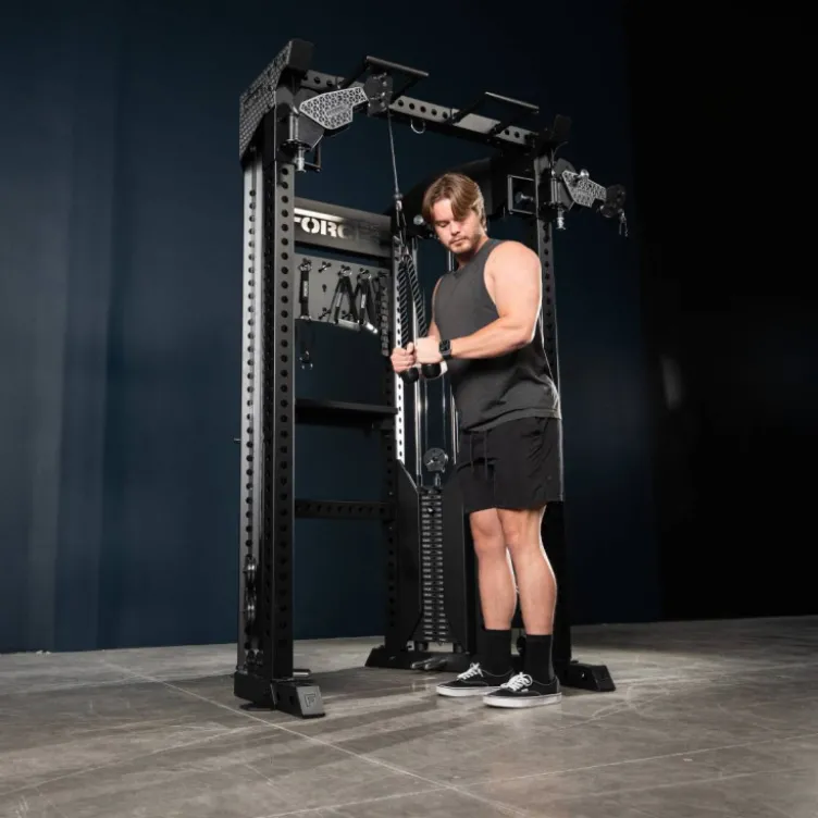 Functional Trainer Force USA - Rack de musculation à poulies doubles pour home gym et salle professionnelle - 2 x 90,7 kg