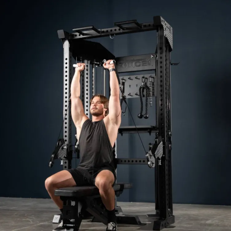 Functional Trainer Force USA - Rack de musculation à poulies doubles pour home gym et salle professionnelle - 2 x 90,7 kg