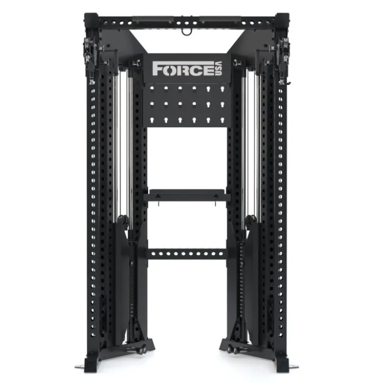 Functional Trainer Force USA - Rack de musculation à poulies doubles pour home gym et salle professionnelle - 2 x 90,7 kg