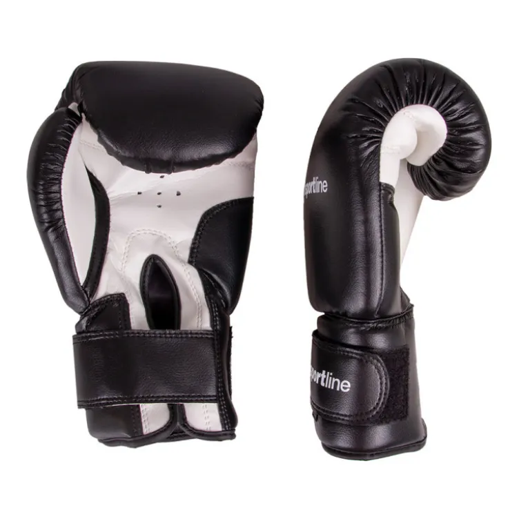 Gants de boxe noirs avec aération de la paume pour sports de combat - Cuir synthétique