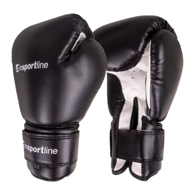 Gants de boxe noirs avec aération de la paume pour sports de combat - Cuir synthétique