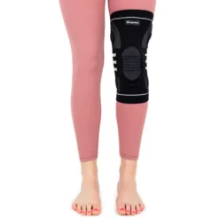 Genouillère avec coussin en silicone et renfort à ressort pour musculation et cross-training