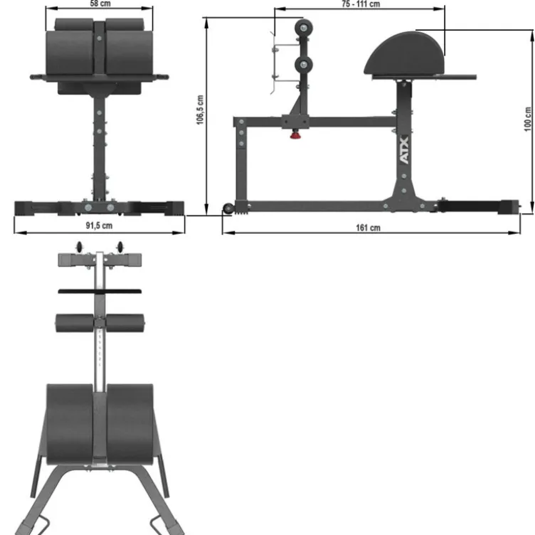 Glute ham Developer - Cross ATX capacité de travail 300 kg