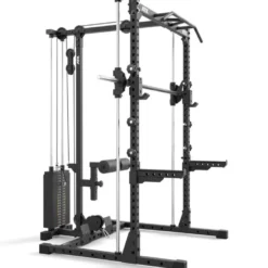 Half rack de musculation avec poulie à colonne de poids 100 kg et barre guidée - Série 500