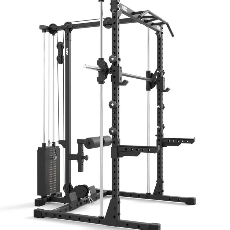 Half rack de musculation avec poulie à colonne de poids 100 kg et barre guidée - Série 500