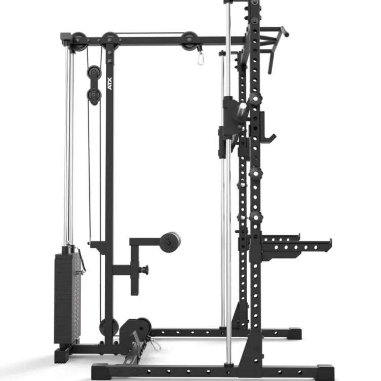 Half rack de musculation avec poulie à colonne de poids 100 kg et barre guidée - Série 500