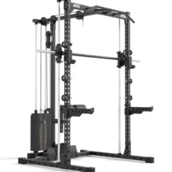 Half rack de musculation avec poulie à colonne de poids 100 kg et barre guidée - Série 500