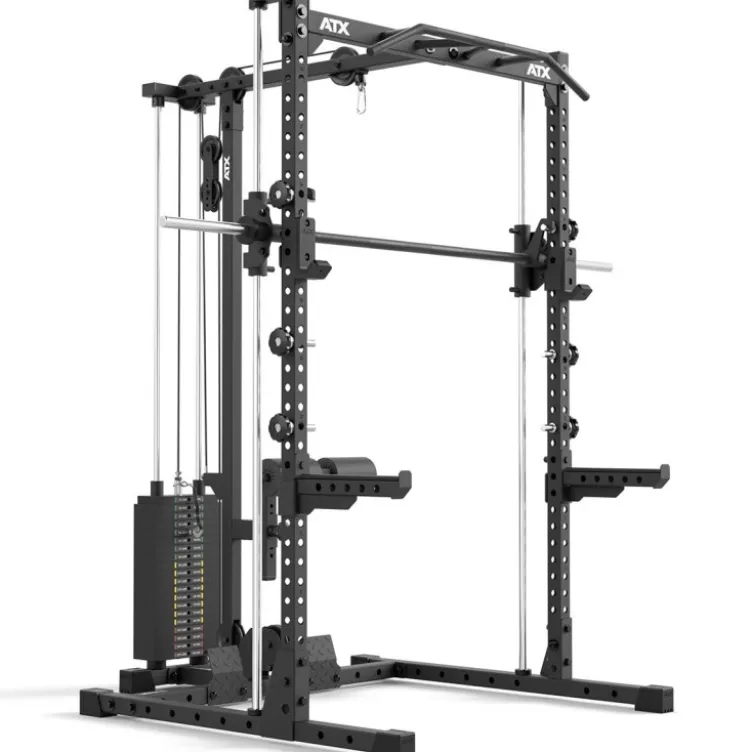 Half rack de musculation avec poulie à colonne de poids 100 kg et barre guidée - Série 500