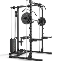 Half rack de musculation avec poulie à colonne de poids 100 kg et barre guidée - Série 500