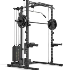 Half rack de musculation avec poulie à colonne de poids 100 kg et barre guidée - Série 500