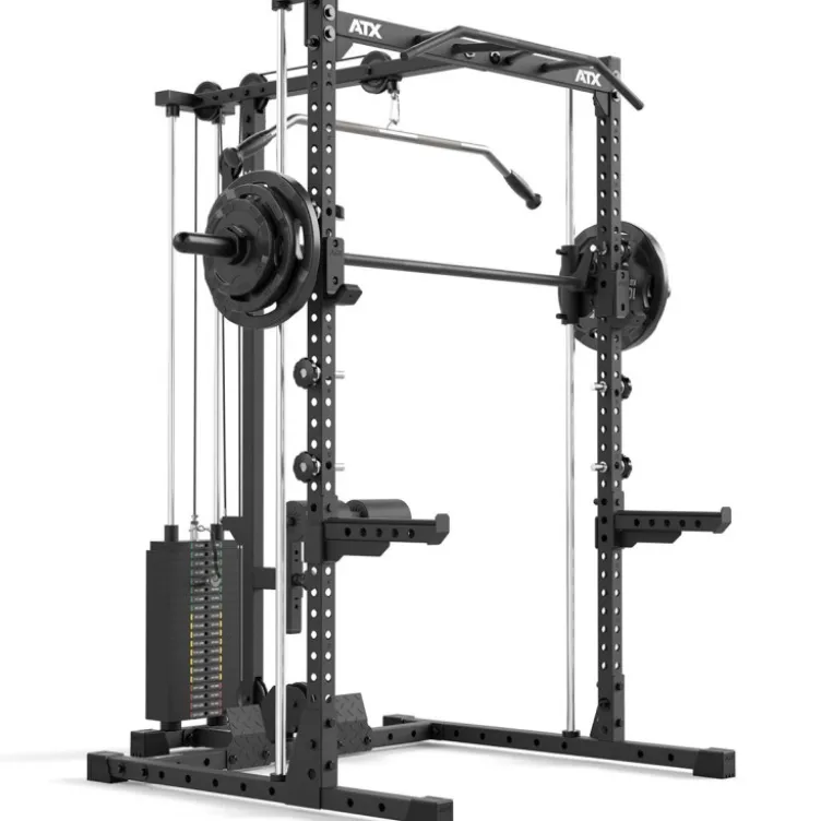 Half rack de musculation avec poulie à colonne de poids 100 kg et barre guidée - Série 500