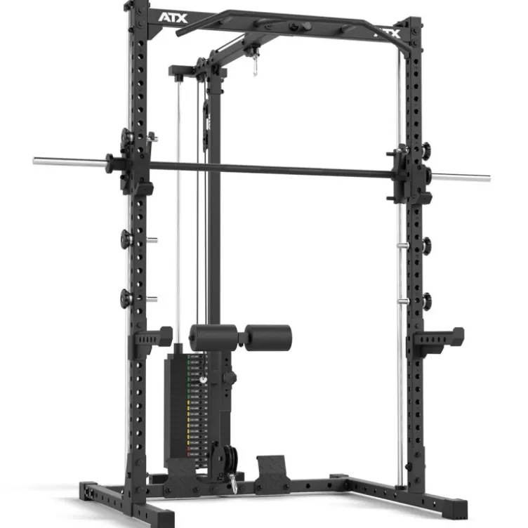 Half rack de musculation avec poulie à colonne de poids 100 kg et barre guidée - Série 500