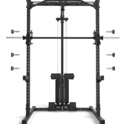 Half rack de musculation avec poulie à colonne de poids 100 kg et barre guidée - Série 500