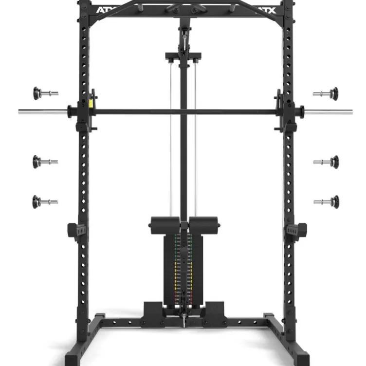 Half rack de musculation avec poulie à colonne de poids 100 kg et barre guidée - Série 500
