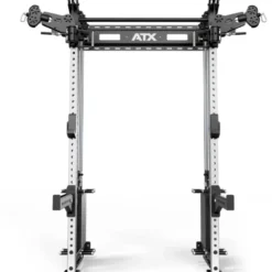 Half rack à fixation murale avec double colonne de poids de 90 kg et système à poulie pivotant ATX