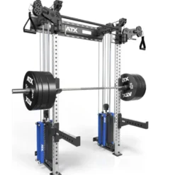 Half rack à fixation murale avec double colonne de poids de 90 kg et système à poulie pivotant ATX