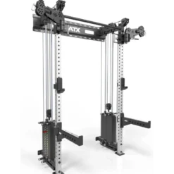 Half rack à fixation murale avec double colonne de poids de 90 kg et système à poulie pivotant ATX