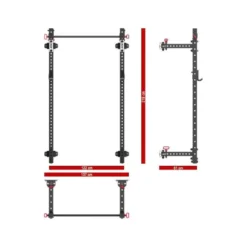 Half rack pliant à fixation murale charge 500 kg avec crochets en J
