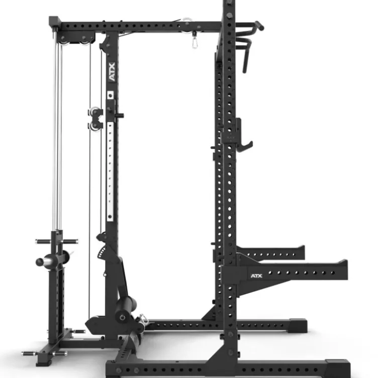 Half rack à squat ATX avec poulie à charge libre Max 200 kg - Barre de traction multigrip et accessoires inclus - Série 700