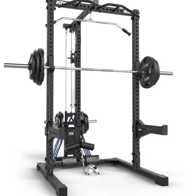 Half rack à squat ATX avec poulie à charge libre Max 200 kg - Barre de traction multigrip et accessoires inclus - Série 700