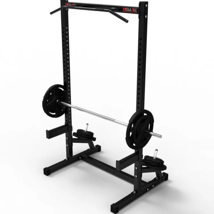 Half rack à squat et développé couché avec barre de traction