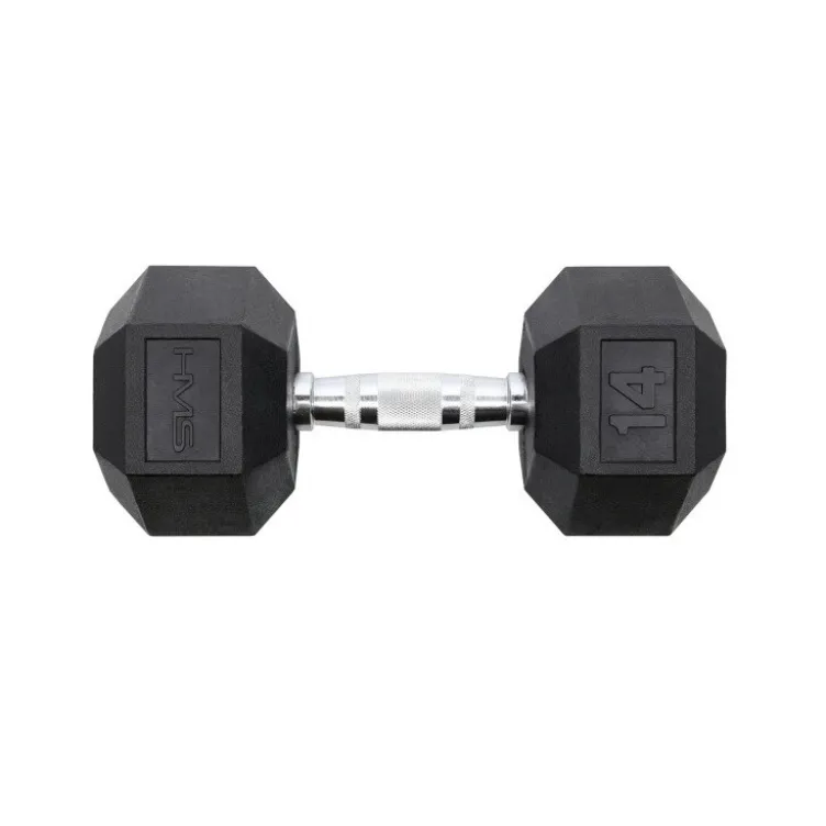Haltère de 14 kg à l'unité hexagonal en caoutchouc pour entraînement à la maison