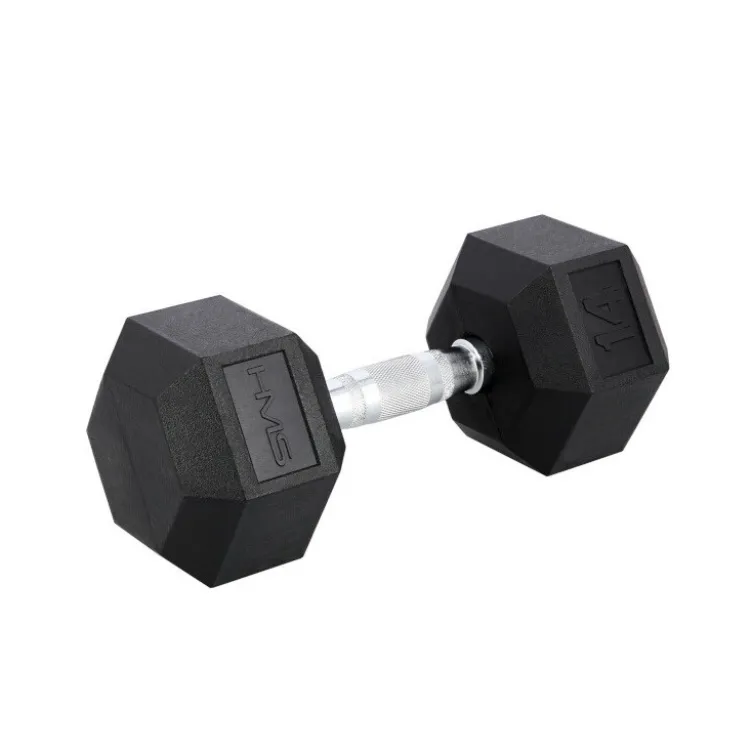 Haltère de 14 kg à l'unité hexagonal en caoutchouc pour entraînement à la maison