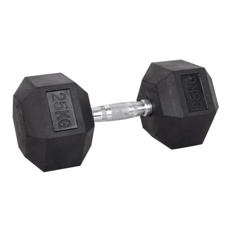 Haltère de musculation hexagonal en caoutchouc à l'unité de 3 kg à 40 kg pour entraînement complet