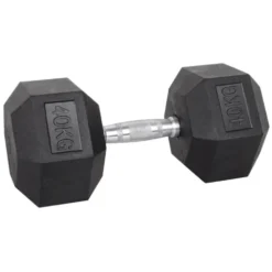 Haltère de musculation hexagonal en caoutchouc à l'unité de 3 kg à 40 kg pour entraînement complet