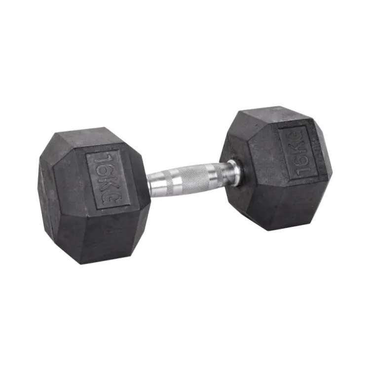Haltère de musculation hexagonal en caoutchouc à l'unité de 3 kg à 40 kg pour entraînement complet