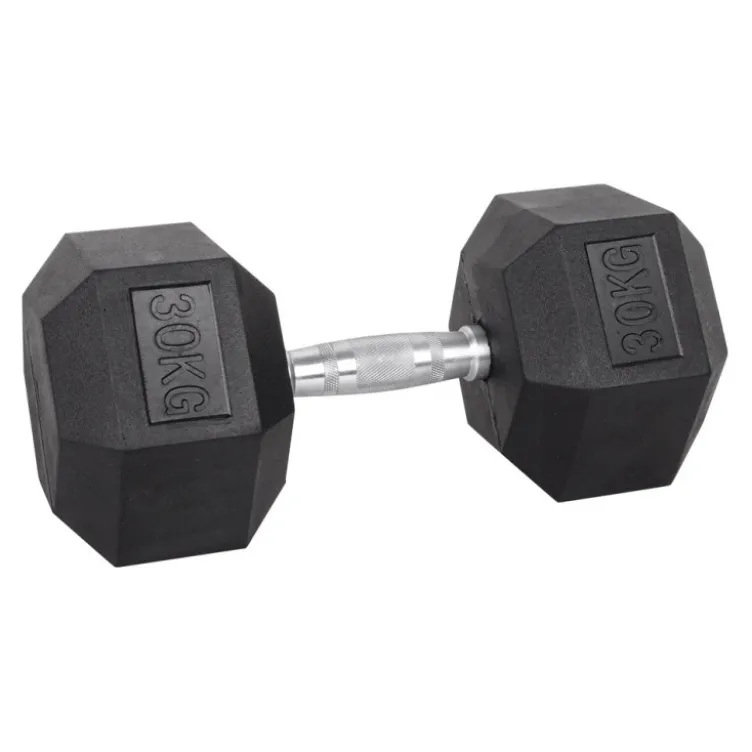 Haltère de musculation hexagonal en caoutchouc à l'unité de 3 kg à 40 kg pour entraînement complet