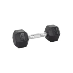 Haltère de musculation hexagonal en caoutchouc à l'unité de 3 kg à 40 kg pour entraînement complet