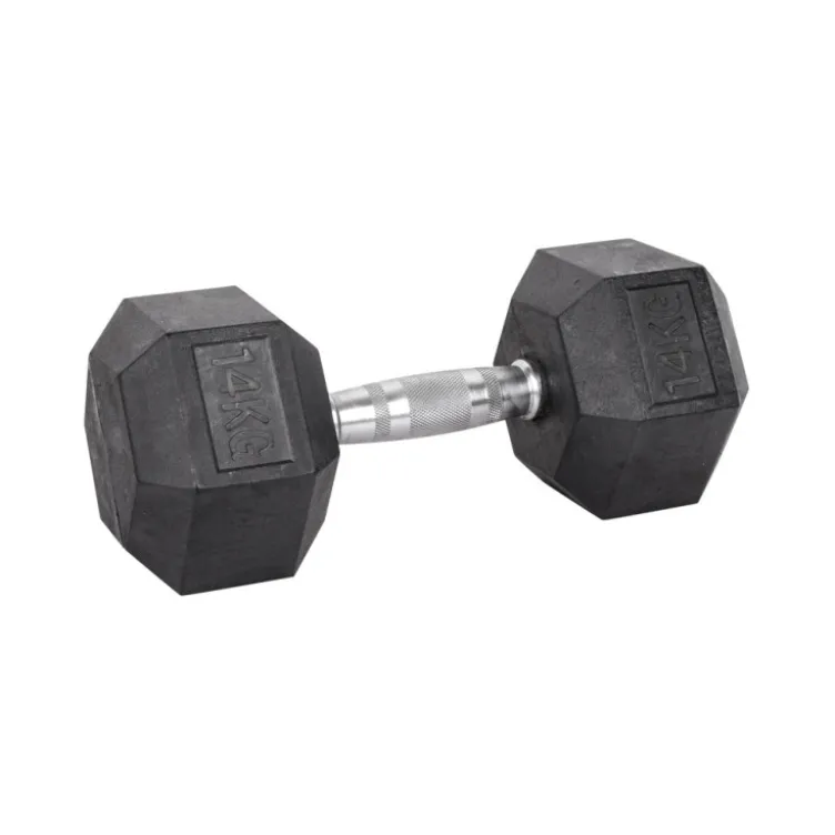 Haltère de musculation hexagonal en caoutchouc à l'unité de 3 kg à 40 kg pour entraînement complet