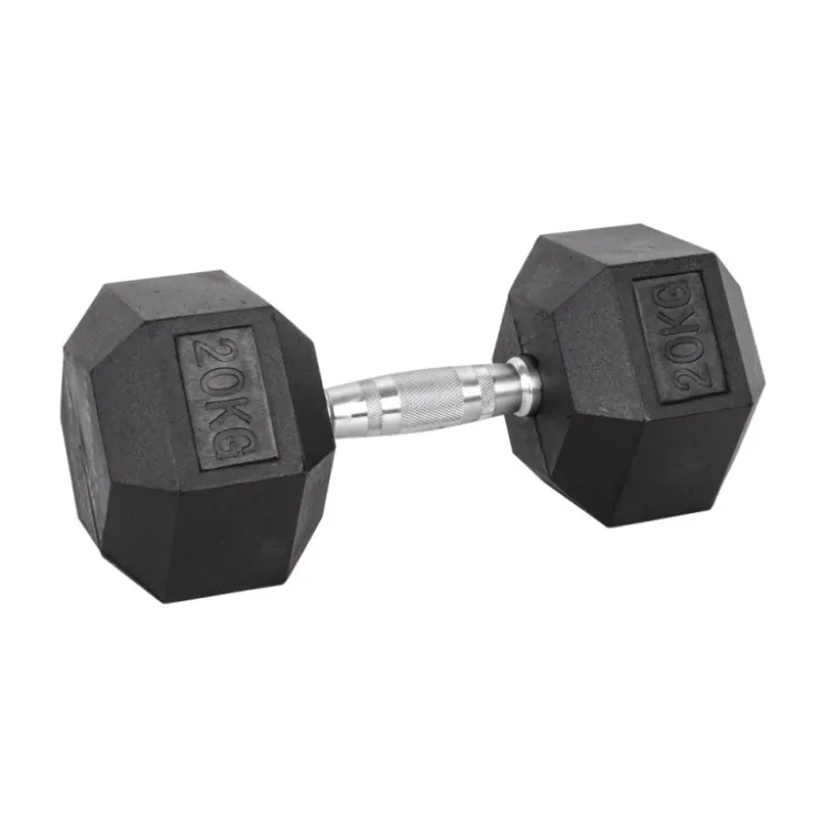 Haltère de musculation hexagonal en caoutchouc à l'unité de 3 kg à 40 kg pour entraînement complet
