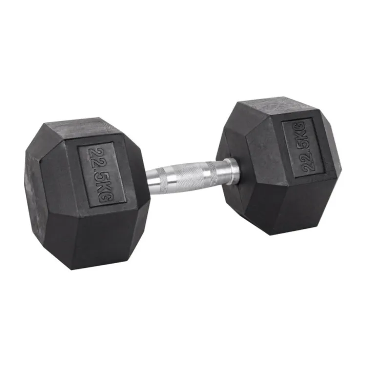 Haltère de musculation hexagonal en caoutchouc à l'unité de 3 kg à 40 kg pour entraînement complet