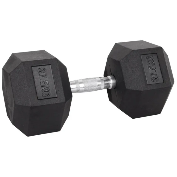 Haltère de musculation hexagonal en caoutchouc à l'unité de 3 kg à 40 kg pour entraînement complet
